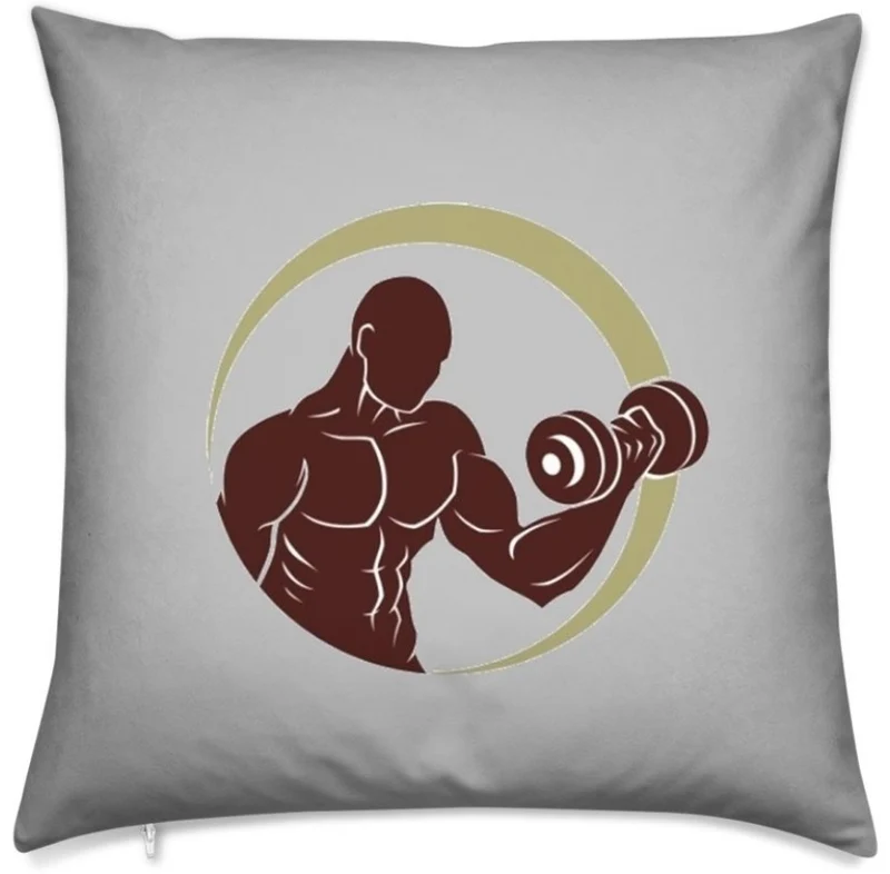 Motif sport rideau coussin couette Fitness musculation full body tissu gris au mètre
