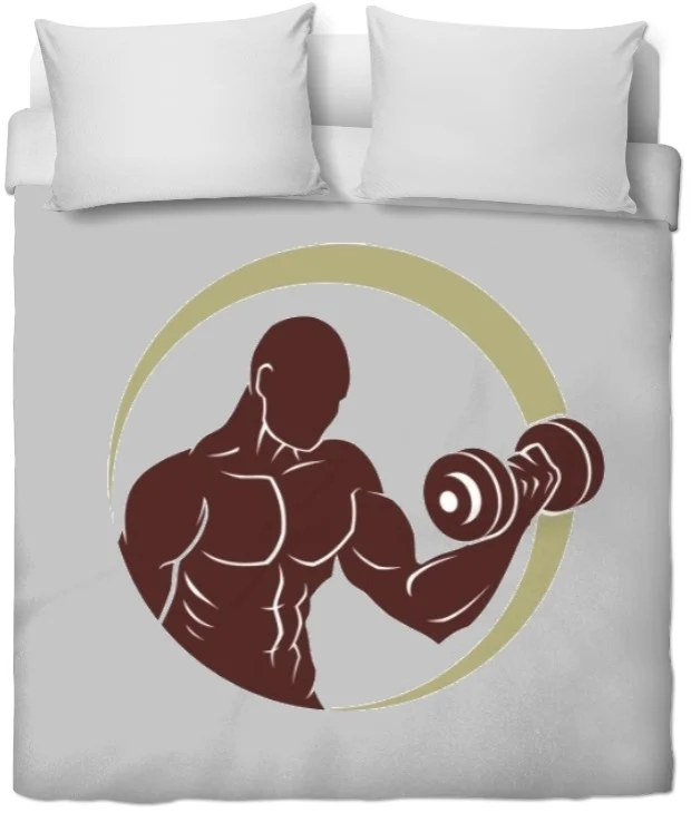 Motif sport rideau coussin couette Fitness musculation full body tissu gris au mètre