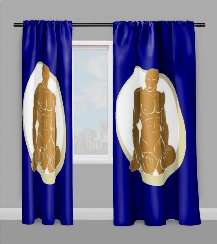 Motif sport rideau coussin couette Fitness musculation bodybuilder tissu bleu au mètre