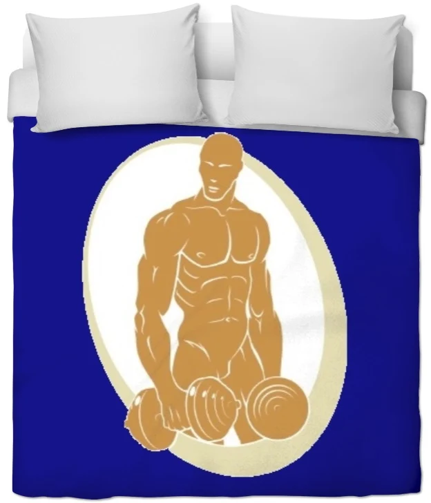 Motif sport rideau coussin couette Fitness musculation bodybuilder tissu bleu au mètre