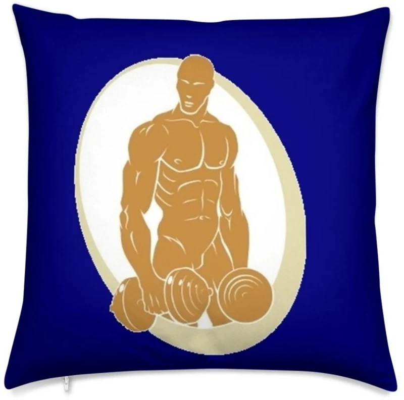 Motif sport rideau coussin couette Fitness musculation bodybuilder tissu bleu au mètre