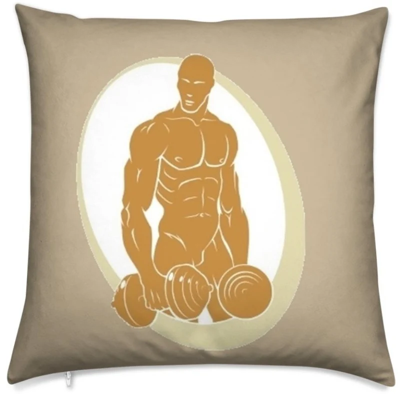 Tissu au mètre beige sport rideau coussin couette jeune musculation bodybuilder