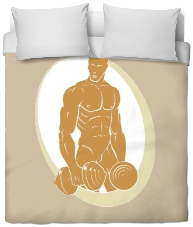 Tissu au mètre beige sport rideau coussin couette jeune musculation bodybuilder