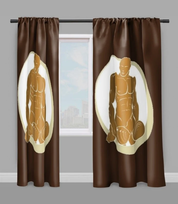 Tissu au mètre marron sport rideau coussin couette jeune musculation bodybuilder