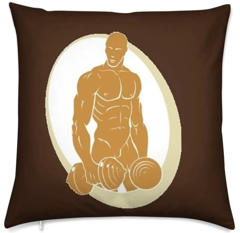 Tissu au mètre marron sport rideau coussin couette jeune musculation bodybuilder