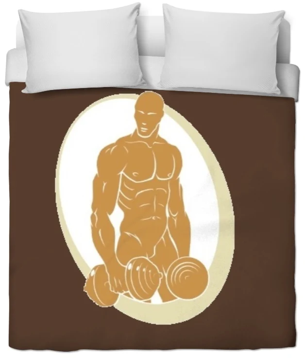 Tissu au mètre marron sport rideau coussin couette jeune musculation bodybuilder