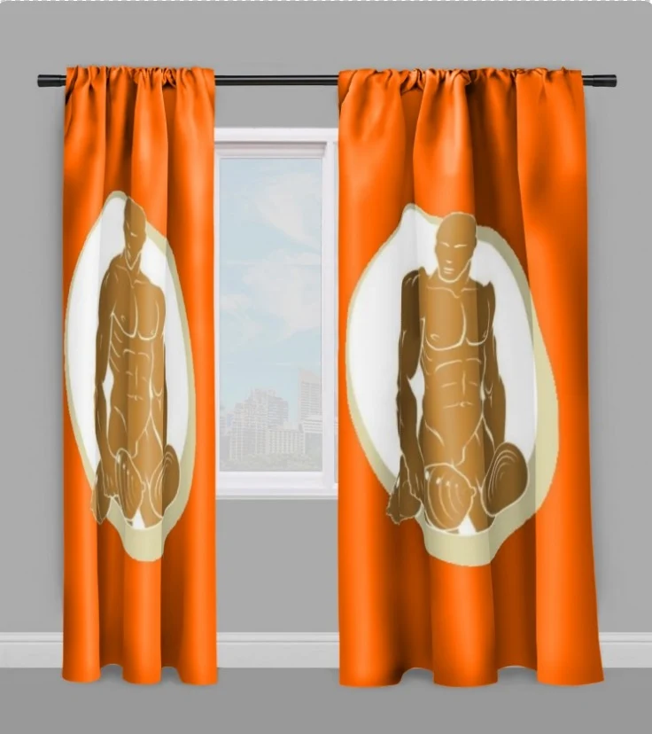 Tissu au mètre sport rideau orange coussin couette musculation homme bodybuilder