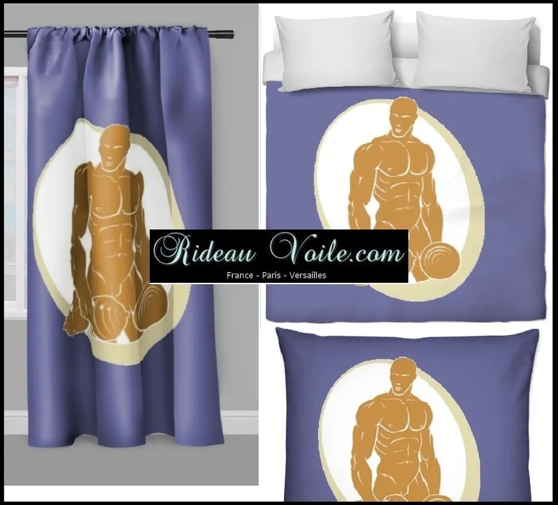 Tissu violet au mètre sport rideau coussin couette musculation corps homme bodybuilder