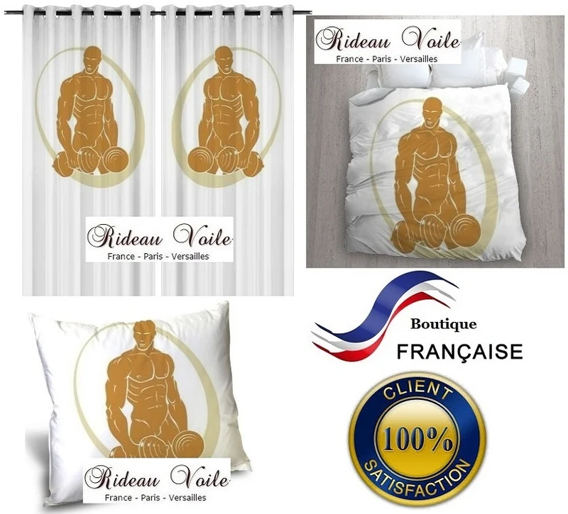 Tissu au mètre sport rideau coussin couette musculation body fitness corps beau