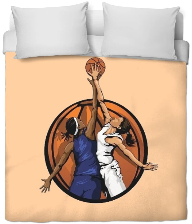 Tissu au mètre motif Basketball ballon joueur joueuse sport rideau coussin couette orange