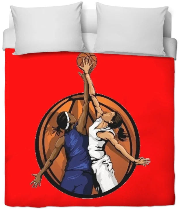 Tissu au mètre rouge motif Basketball ballon joueur joueuse sport rideau coussin couette
