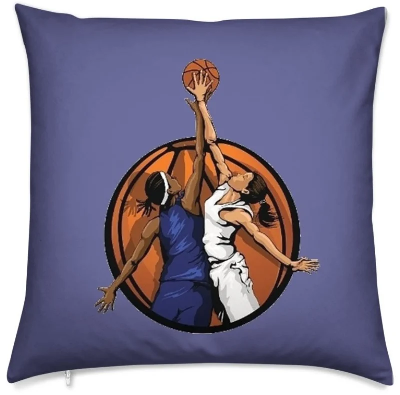 Tissu au mètre violet motif Basketball ballon joueur joueuse sport rideau coussin couette