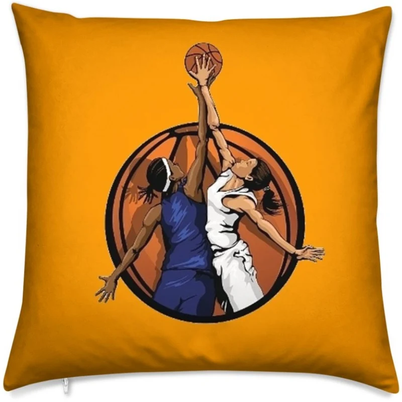 Tissu au mètre motif Basketball ballon joueur joueuse sport rideau coussin couette orange