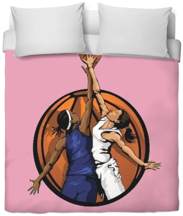 Tissu au mètre rose motif Basketball ballon joueur joueuse sport rideau coussin couette