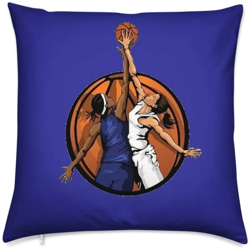 Tissu au mètre bleu motif Basketball ballon joueur joueuse sport rideau coussin couette