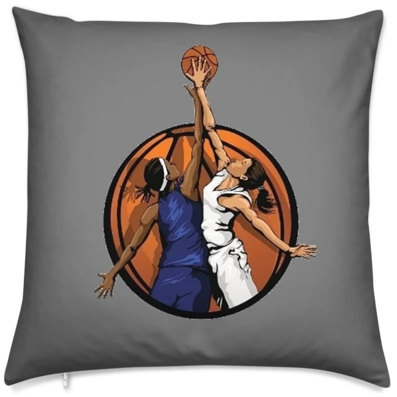 Tissu au mètre gris sport motif basketball ballon joueur joueuse rideau coussin couette