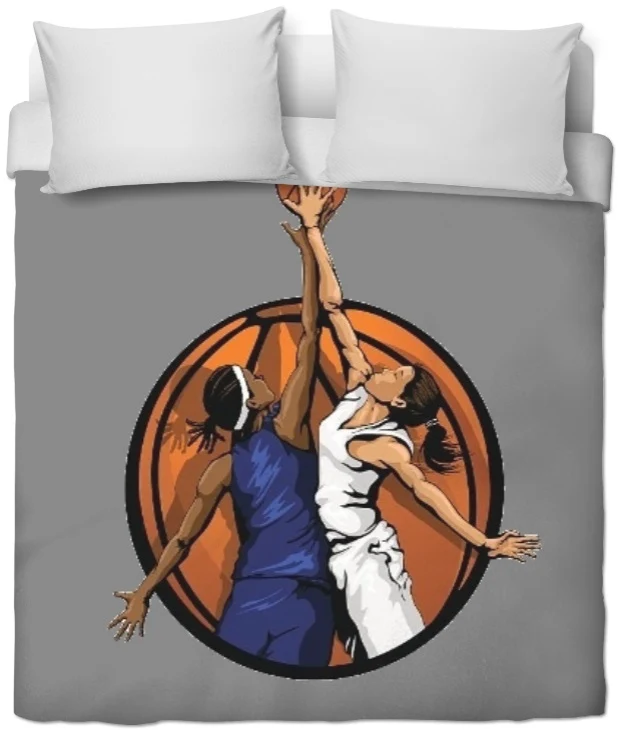 Tissu au mètre gris sport motif basketball ballon joueur joueuse rideau coussin couette