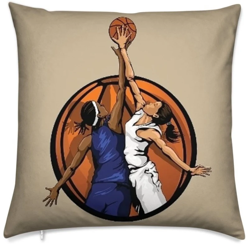 Tissu au mètre sport motif basketball ballon joueur joueuse rideau beige coussin couette