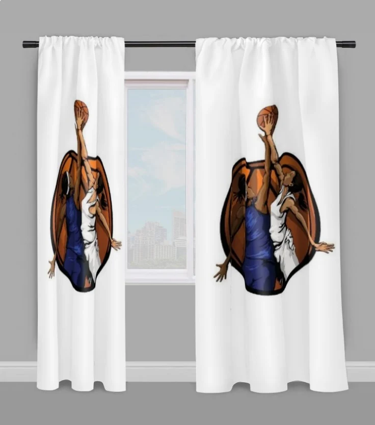 Tissu au mètre sport motif basketball ballon joueur joueuse rideau coussin couette