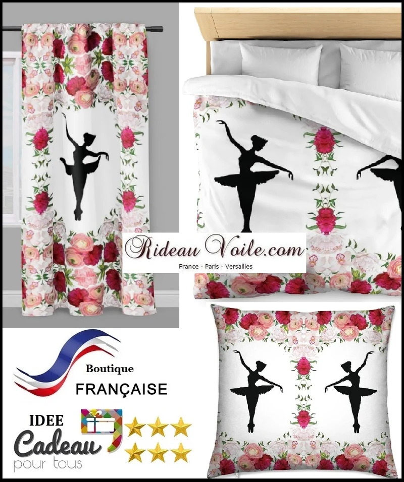 Tissu ameublement mètre motif fleur rideau danseuse Fabric floral ballerina pattern curtain