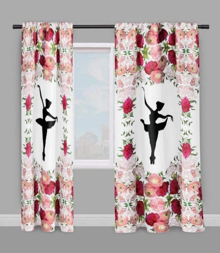 Tissu ameublement mètre motif fleur rideau danseuse Fabric floral ballerina pattern curtain
