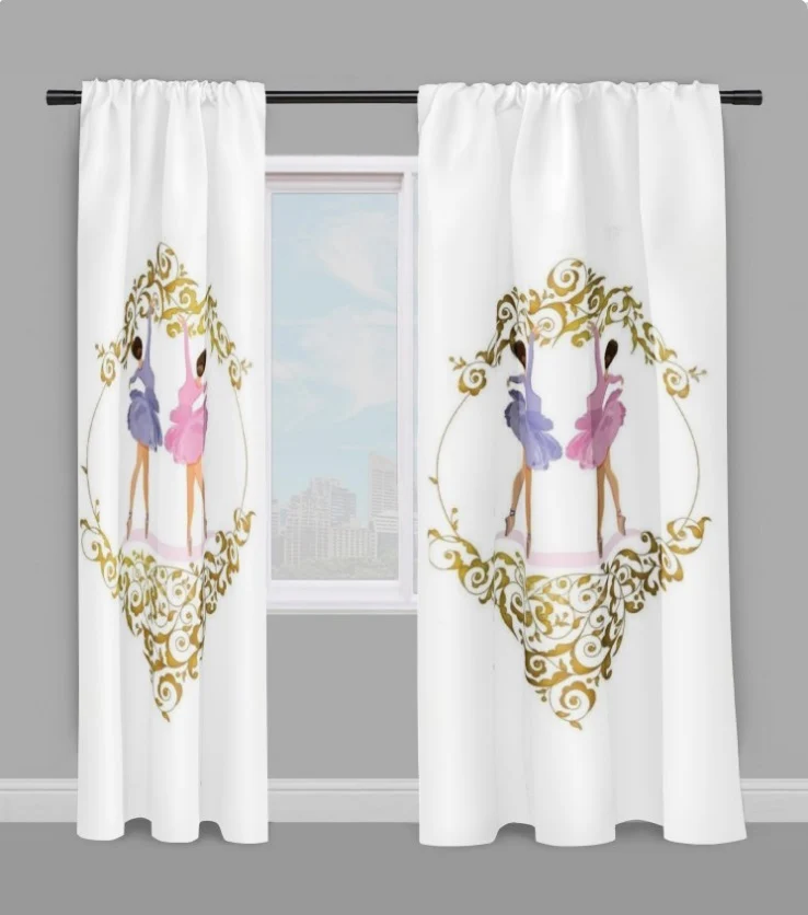 Tissu style Baroque Or rideau danseuse Parapluie de Cherbourg Fabric floral ballerina