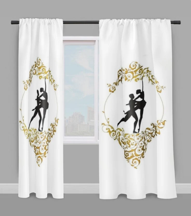 Tissu au mètre rideau motif fleur Baroque Or danseuse étoile Tänzer bedruckter Stoff