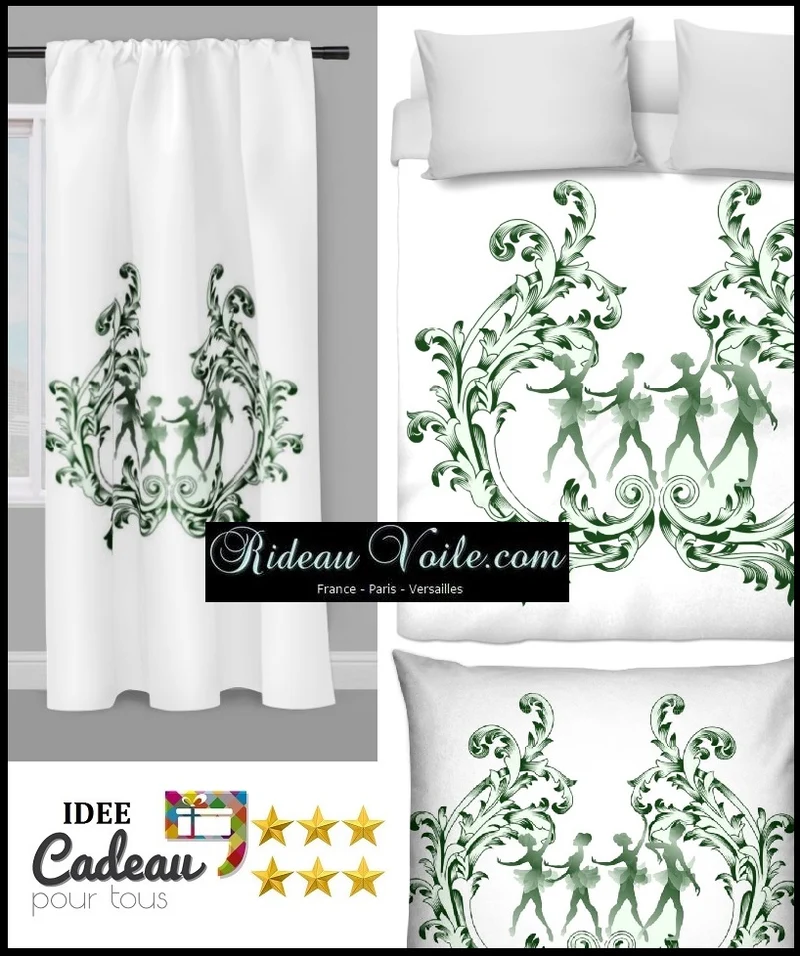 Tissu au mètre rideau motif danseuse étoile couette imprimé Baroque fleur vert
