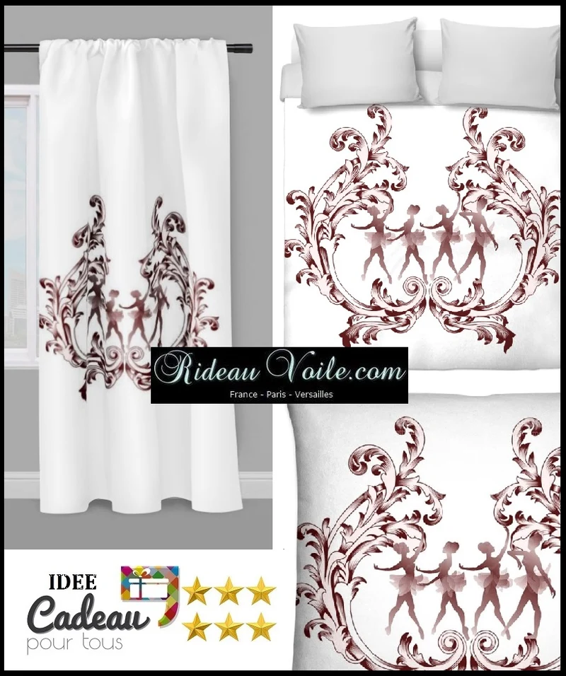 Tissu au mètre rideau motif danseuse étoile voilage Baroque Ballerina tessuto tenda