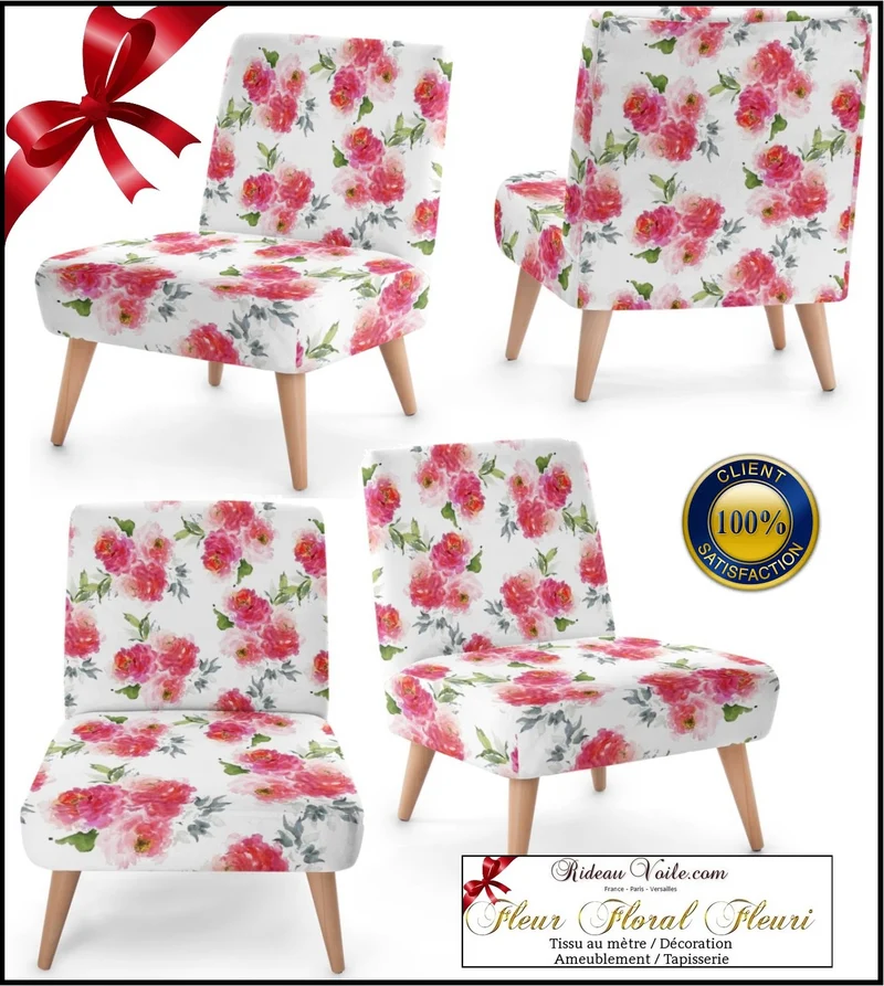 Tissu floral ameublement au mètre motif fleurs rideau couette fleuri voilage tapisserie