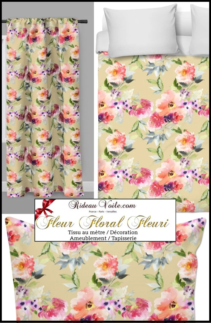 Tapisserie tissus floral ameublement au mètre fleurs rideau occultant voilage couette