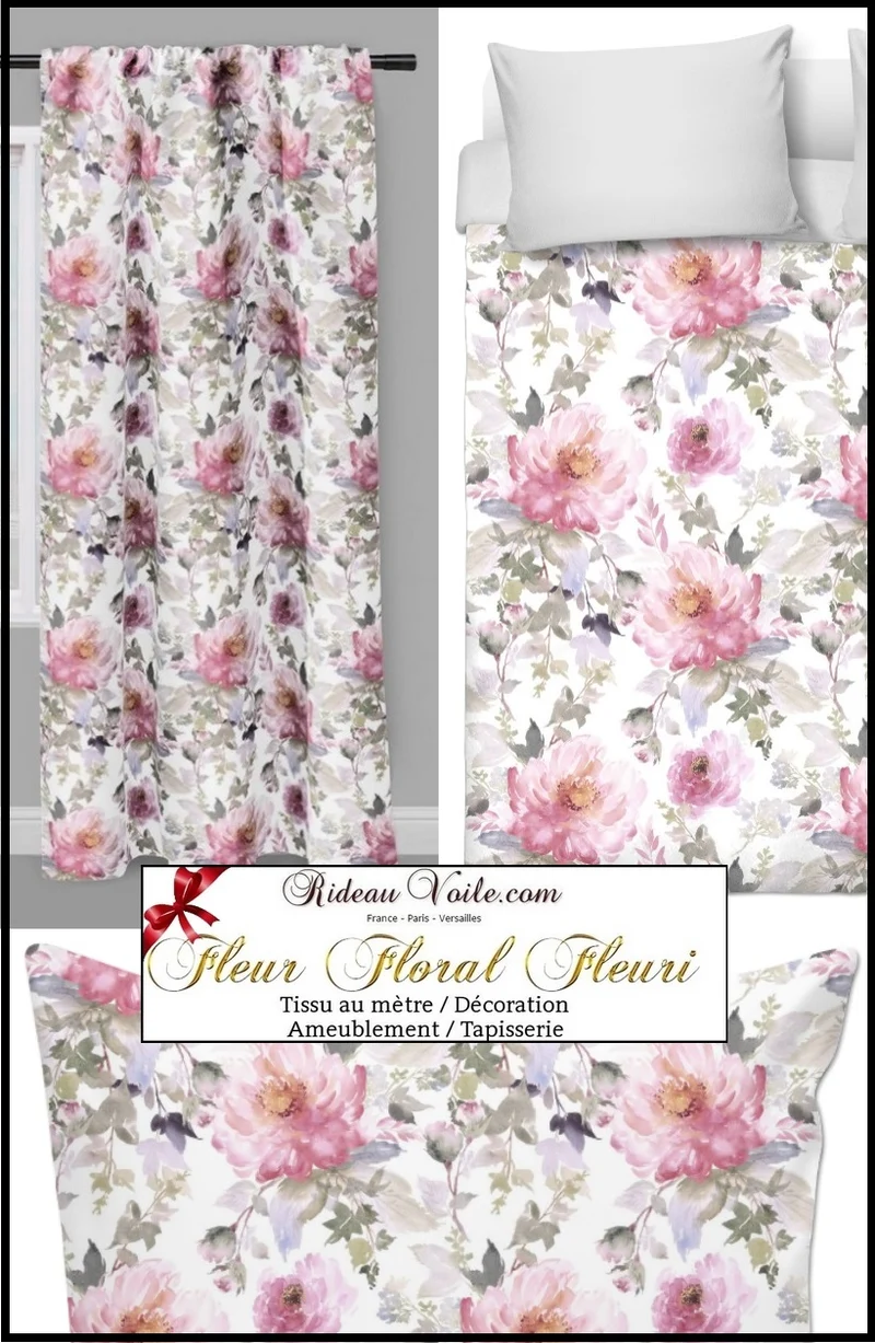 Rideauvoile tissus motif fleuris ameublement au mètre fleurs rideau couette voilage