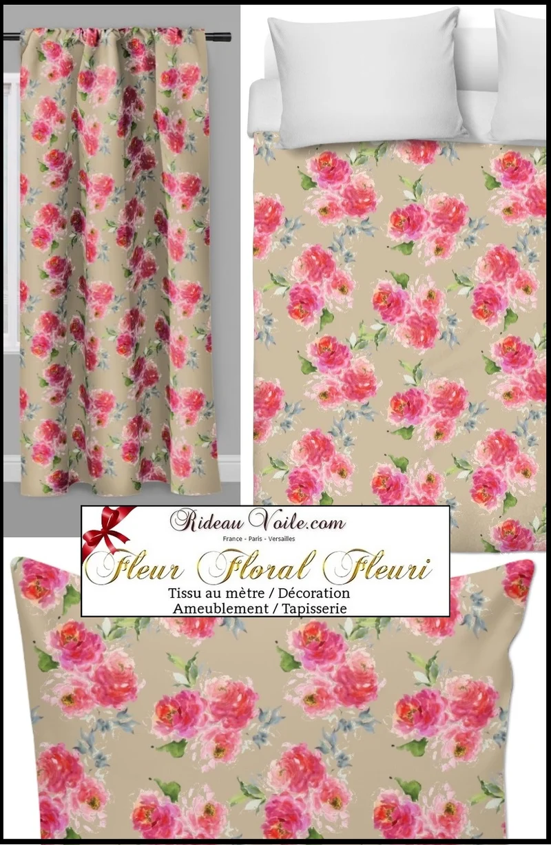 Boutique tissus imprimé fleuris ameublement au mètre fleurs rideau voilage jacquard