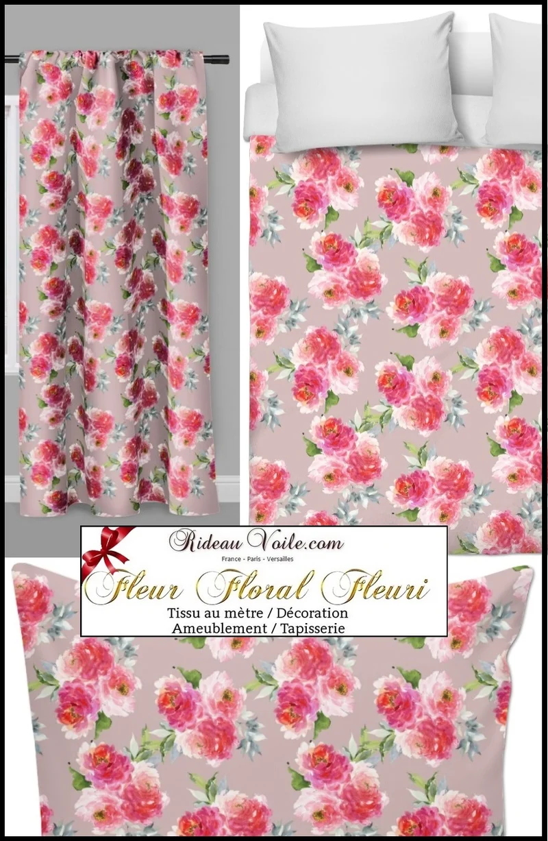 Tissus rideau voilage fleuris ameublement mètre motifs tapisserie fleurs sièges fauteuil