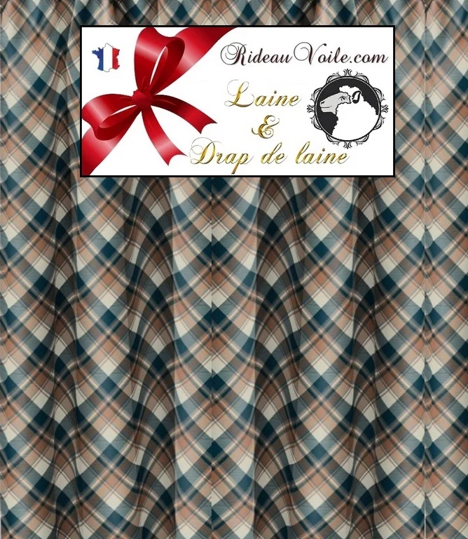 Rideau plaid carreaux écossais tissu drap de Laine tartan ameublement mètre
