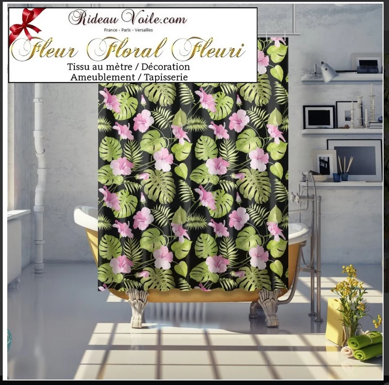Rideau de douche & bain luxe sur mesure 120x200cm motif imprimé original personnalisé