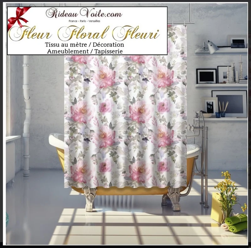 Rideau de douche & bain luxe sur mesure 120x200cm motif imprimé original personnalisé