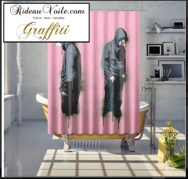 Rideau de douche & bain luxe sur mesure 120x200cm motif imprimé original personnalisé