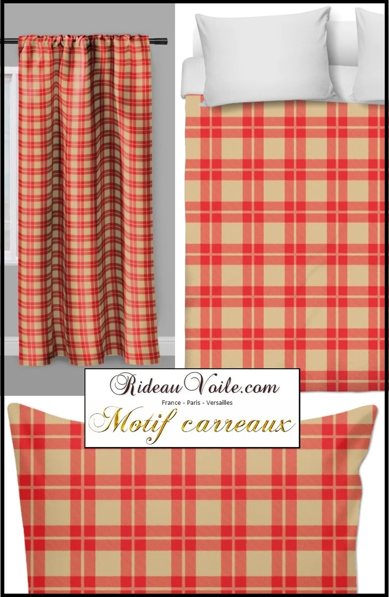Tartan écossais tissu ameublement motif carreaux rouge au mètre rideau tapisserie