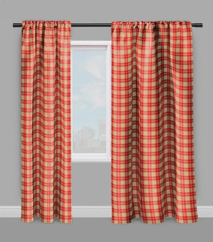 Tartan écossais tissu ameublement motif carreaux rouge au mètre rideau tapisserie