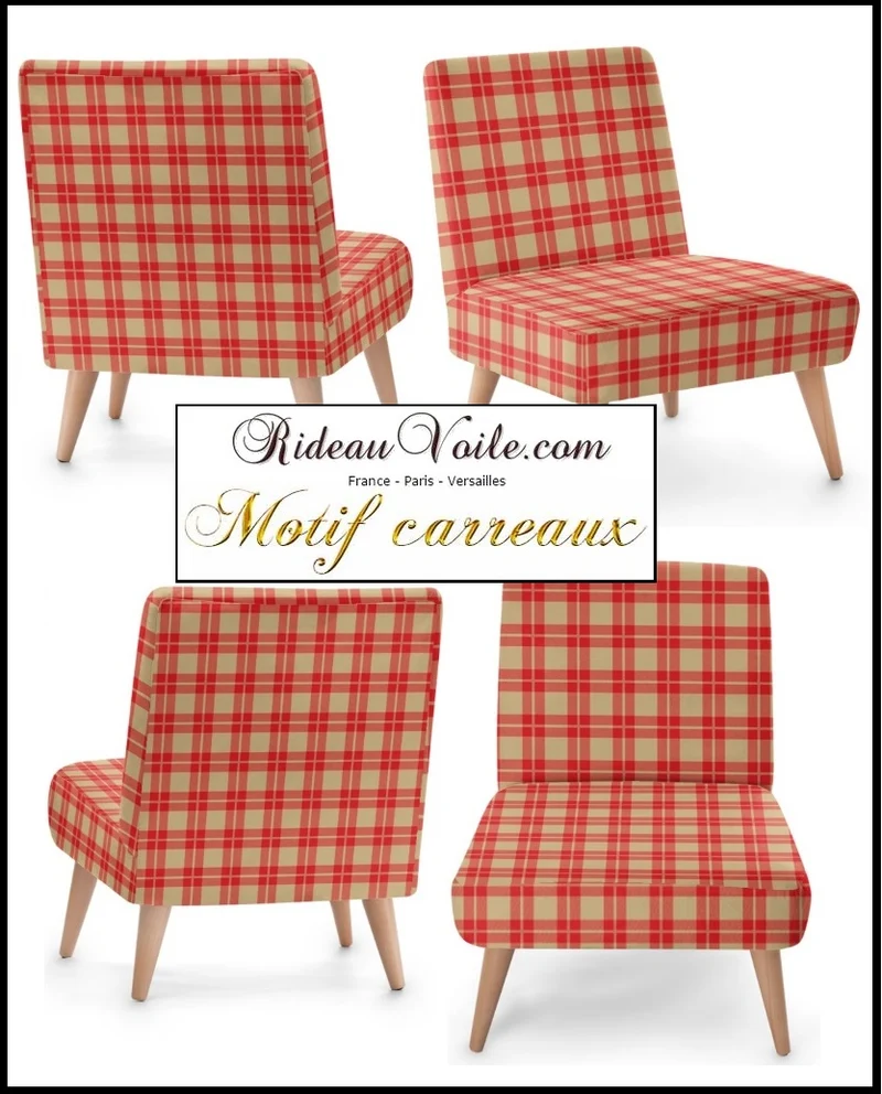 Tartan écossais tissu ameublement motif carreaux rouge au mètre rideau tapisserie