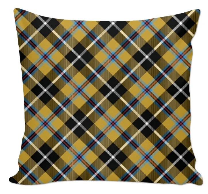 Tissu ameublement imprimé motif écossais tartan carreaux jaune au mètre rideau voilage