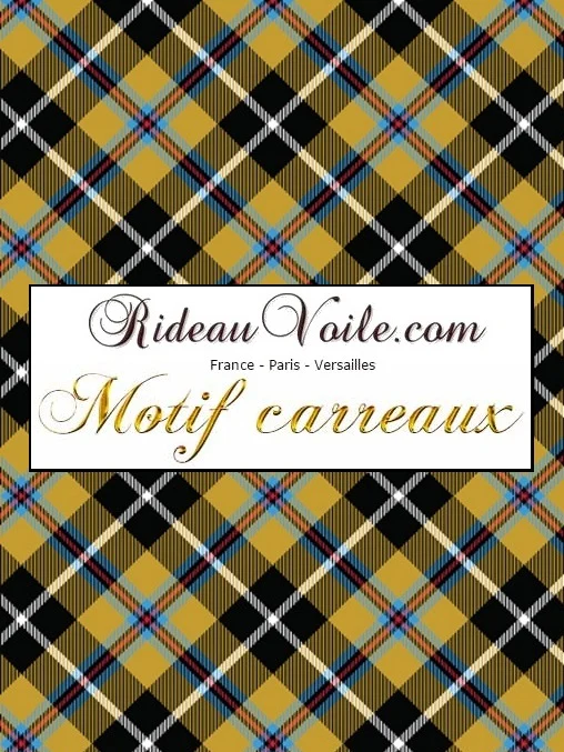 Tissu ameublement imprimé motif écossais tartan carreaux jaune au mètre rideau voilage