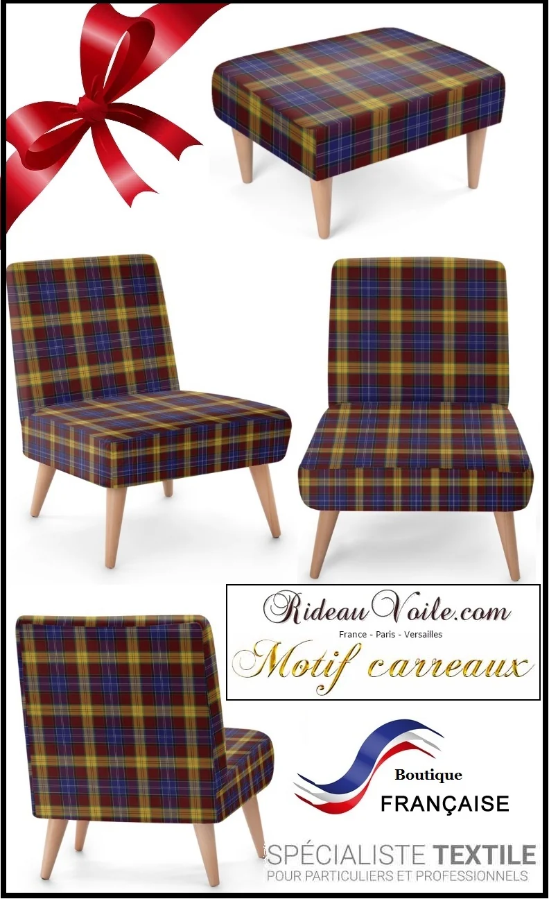 Rideauvoile.com Tissu motif écossais tartan carreaux au mètre rideau tapisserie voilage