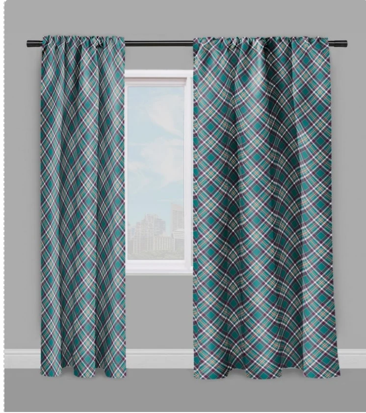 Tissu argyle ameublement motif tartan carreaux bleu mètre rideau tapisserie voilage