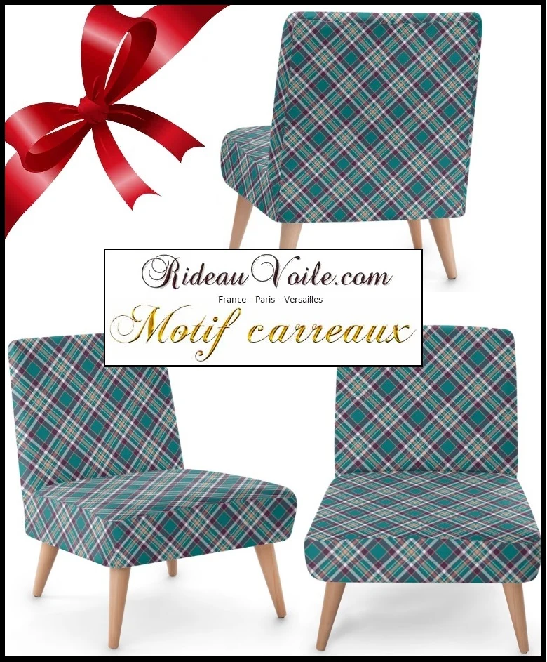 Tissu argyle ameublement motif tartan carreaux bleu mètre rideau tapisserie voilage
