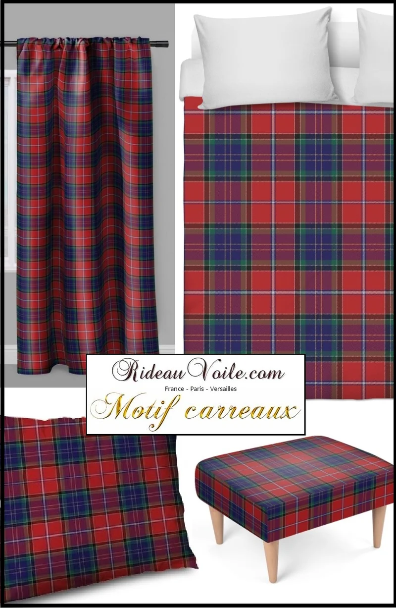 Tissu ameublement motif écossais tartan carreaux au mètre rideau tapisserie voilage
