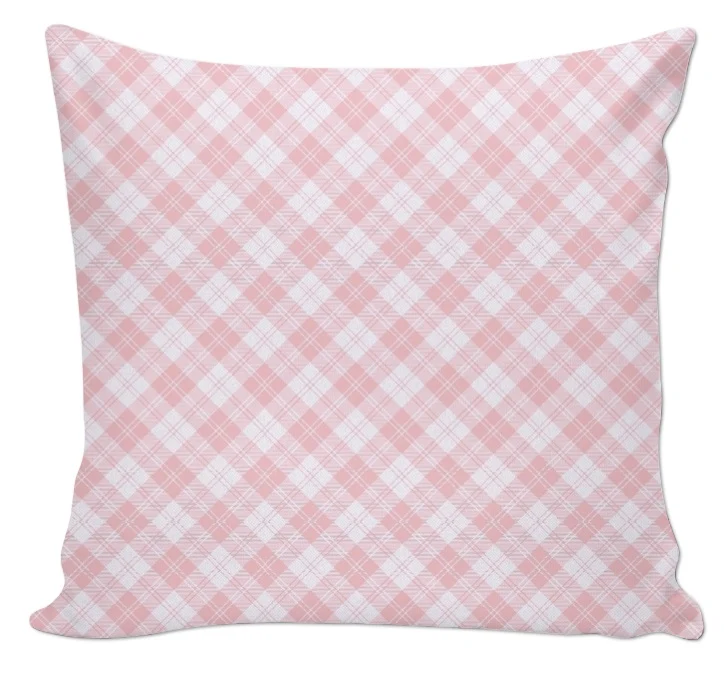 Tissu ameublement motif tartan carreaux au mètre rideau tapisserie rose layette