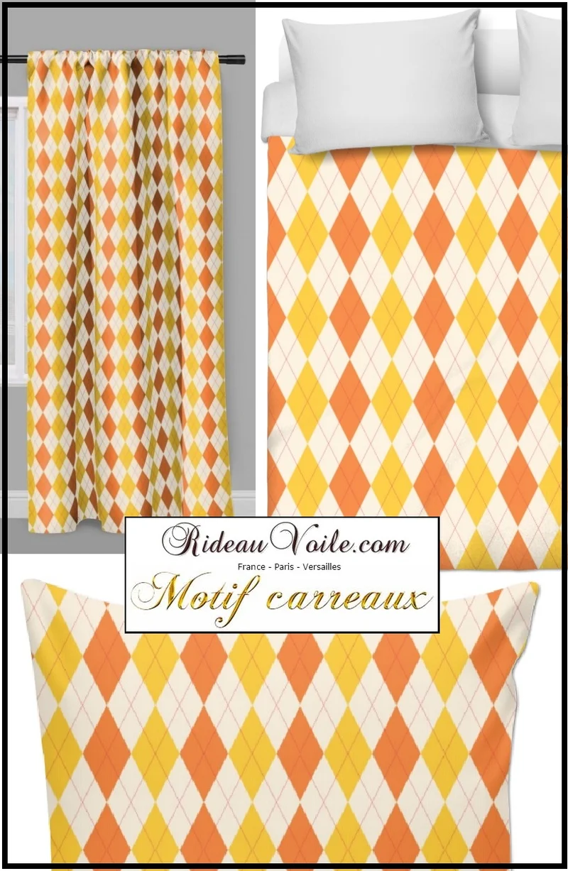 Tissu ameublement motif Argyle arlequin carreaux au mètre rideau occultant ignifugé
