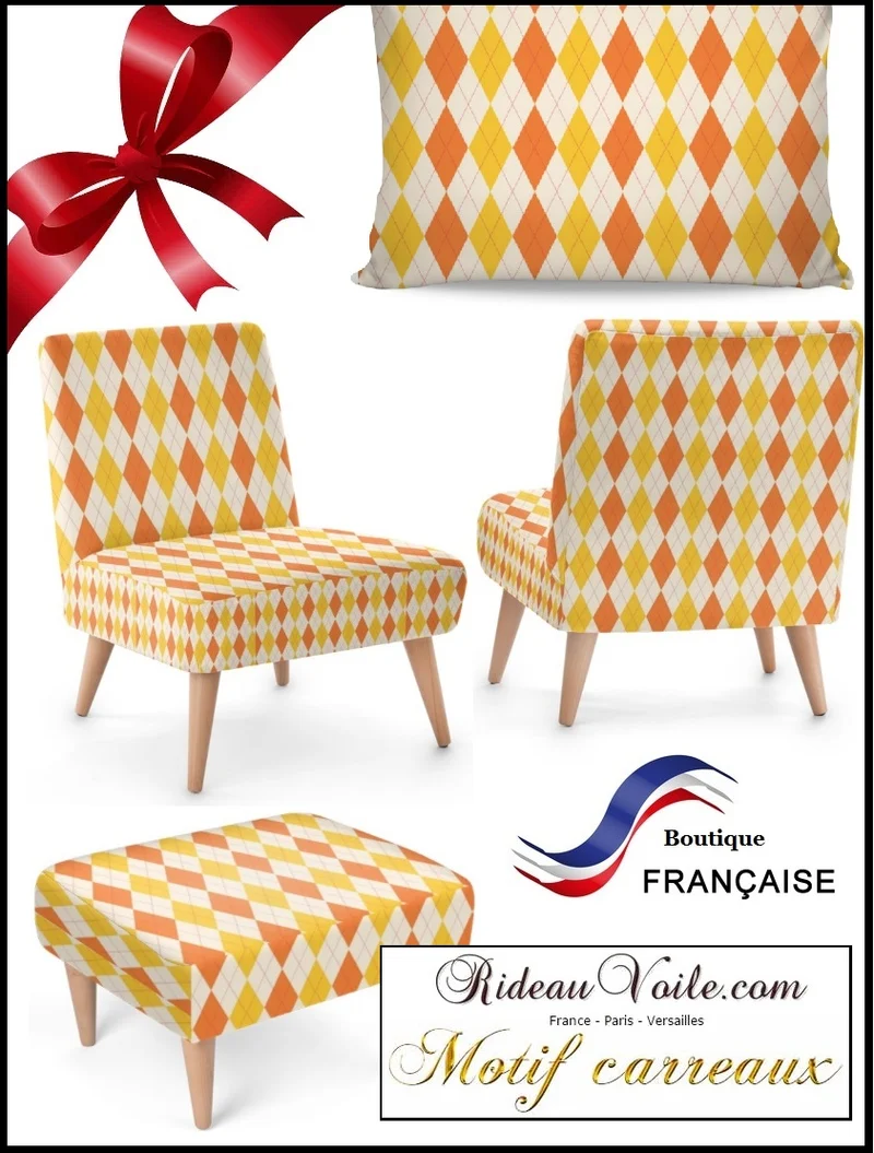 Tissu ameublement motif Argyle arlequin carreaux au mètre rideau occultant ignifugé